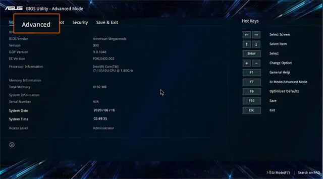 انتخاب advanced در حالت uefi